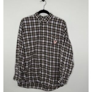 Vtg Looney Tunes Flannel Shirt Taz Warner Brothers Embroidered Size L 1999 Plaid